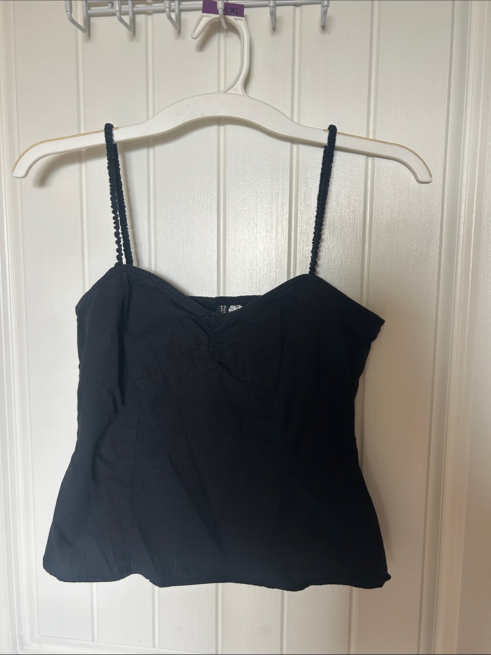H&M Divided Black Spaghetti Strap Cami Peplum Top